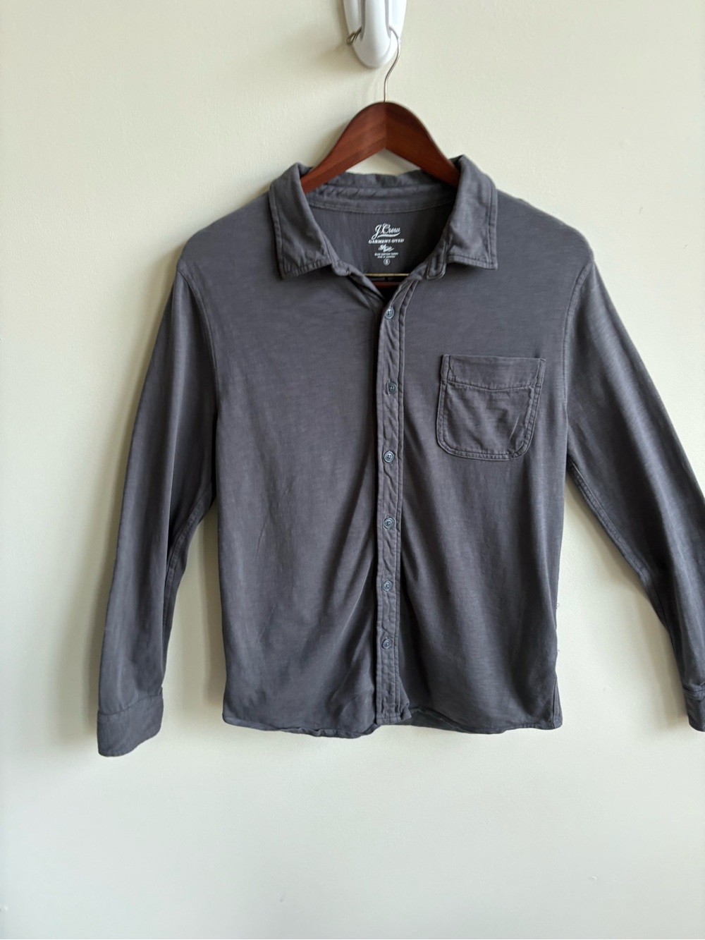 J. Crew Men’s Charcoal Gray Long-Sleeve Button-Down Pocket Shirt